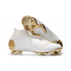 Nike Mercurial Superfly Vi Elite FG New Soccer Cleats - White Golden