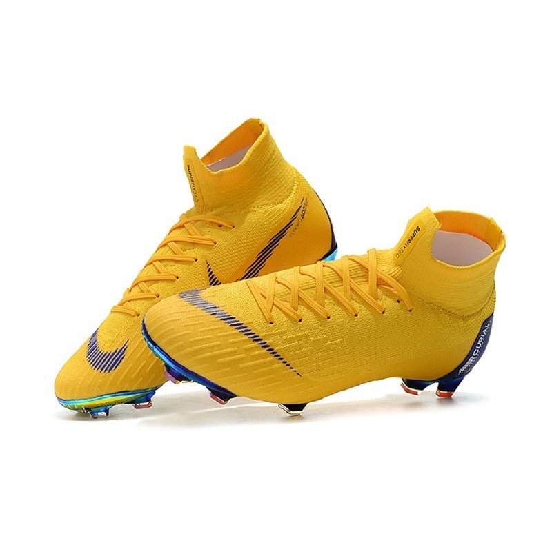 Nike Mercurial Superfly Vi Elite FG New Soccer Cleats - Yellow Blue