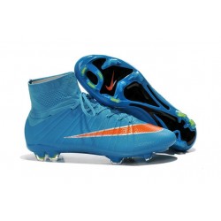 New 2015 Nike Mercurial Superfly Iv FG Football Cleats Blue Orange