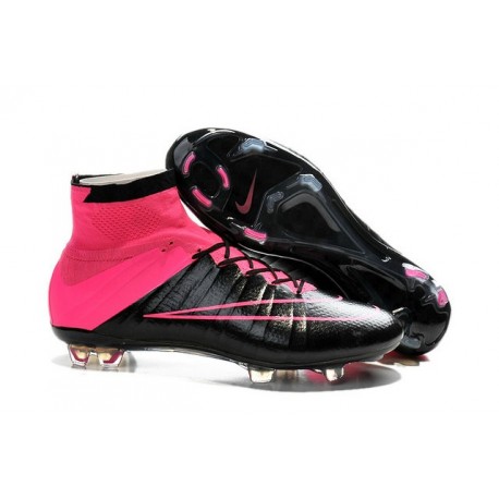 New 2015 Nike Mercurial Superfly Iv FG Football Cleats Leather Hyper Pink  Black
