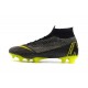 Nike New Mercurial Superfly VI 360 Elite FG Cleat - Black Grey Yellow