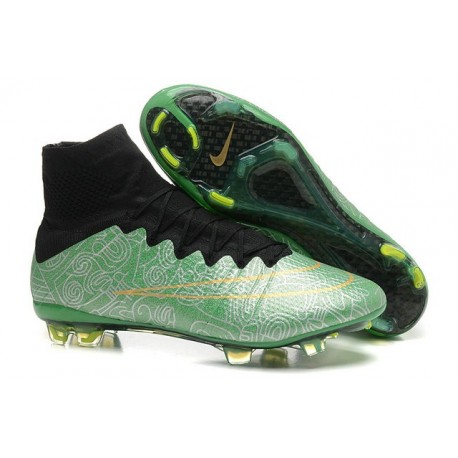 New 2015 Nike Mercurial Superfly Iv FG Football Cleats Green Gold Black