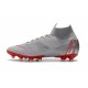 Nike Mercurial Superfly VI 360 Elite AG-Pro Cleats Gray Red