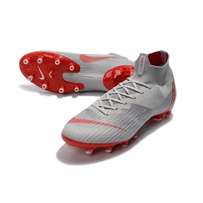 Nike Mercurial Superfly VI 360 Elite AG-Pro Cleats Gray Red